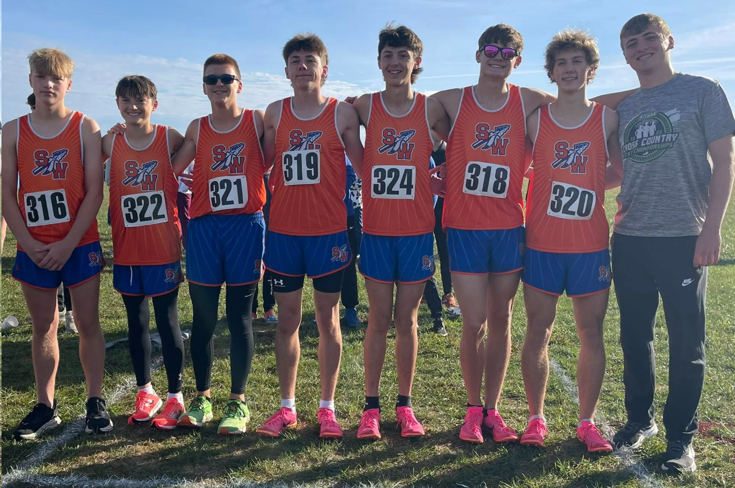 Local cross country team at an event hosted at Cave Lake